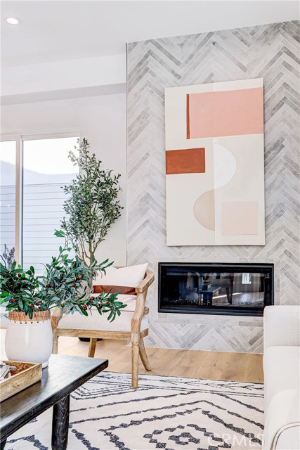 Linear fireplace with designer surround Linear fireplace with designer surround