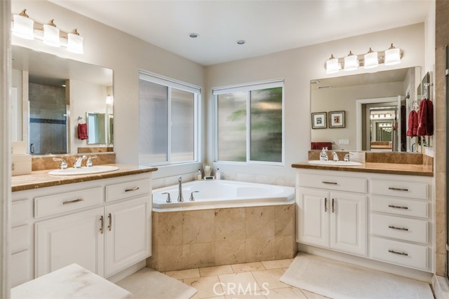 Primary bath with jacuzzi tub and walk in shower