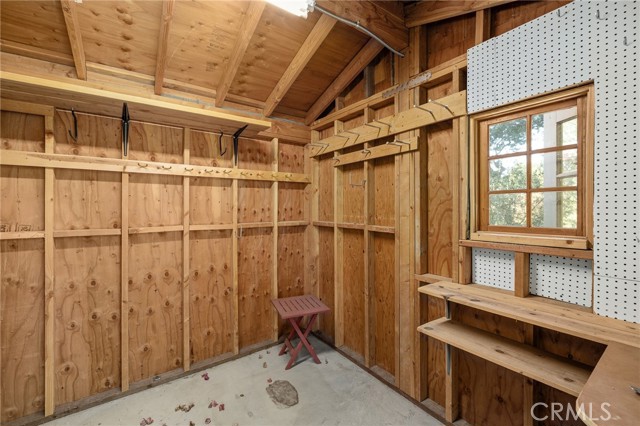 Interior of custom built backyard shed.