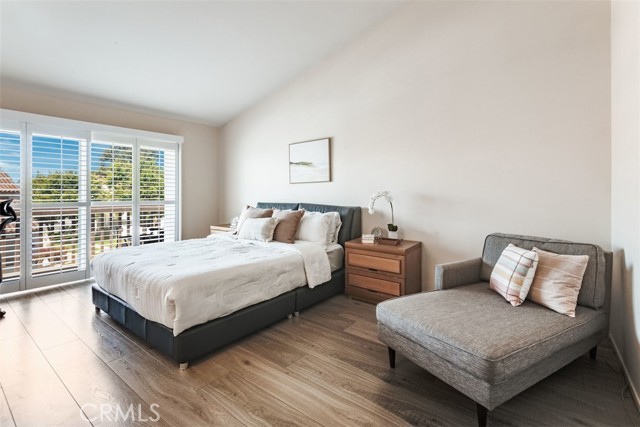 Master bedroom with views from balcony