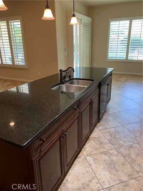 kitchen island with granite countertops