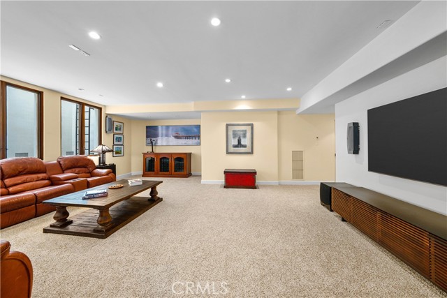 Basement, media playroom.