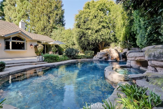 Backyard Pool, Hot Tub and Waterfall feature