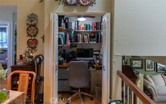 Office built into closet in dining room