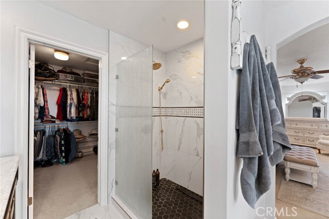 Walk in shower and walk in closet