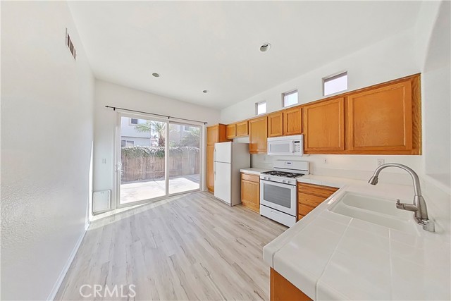 Kitchen facing backyard