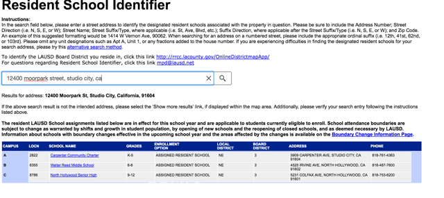 LAUSD Schoolfinder