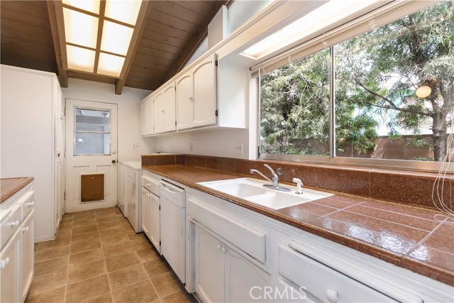 Kitchen with skylight.