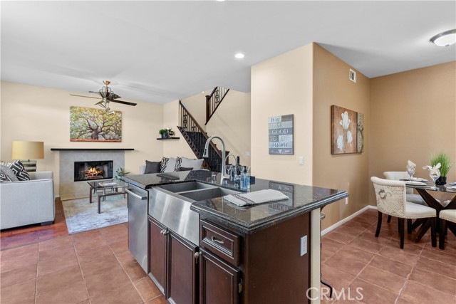 Kitchen open to family room.