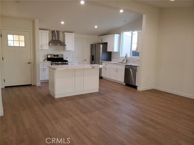 Remodeled kitchen 0 white cabinets / island