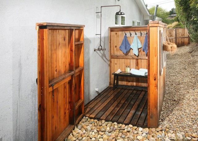 Newer outdoor pool shower