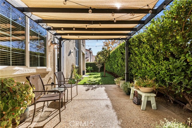 Backyard with gazebo cover.