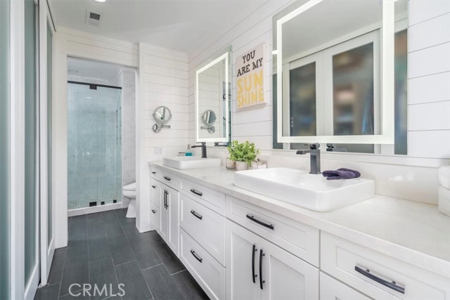 Expanded bathroom with dual sinks!