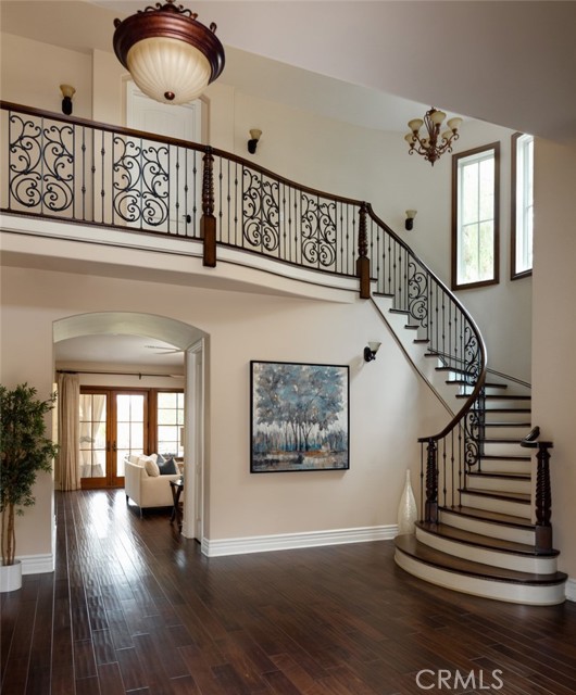 Sweeping Wrought Iron Staircase