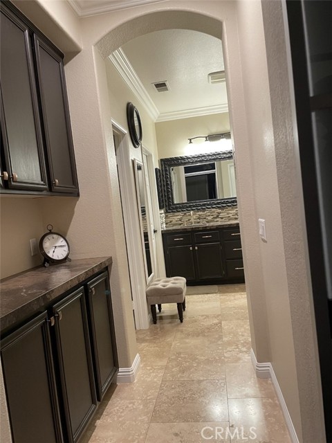 Storage cabinets going into the bath.