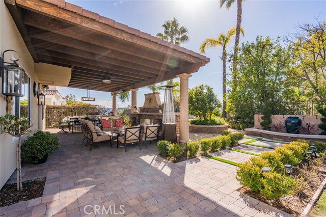 View of backyard covered patio