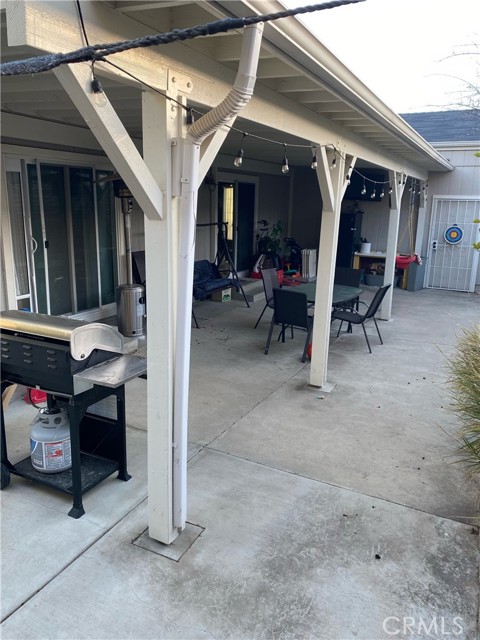 back patio looking towards the sliding doors into home