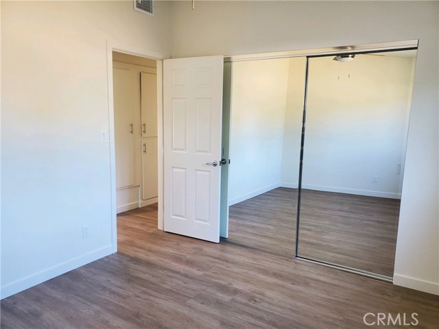 Mirrored closet doors.