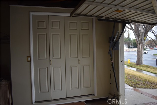 Custom built cedar lined closet in garage.