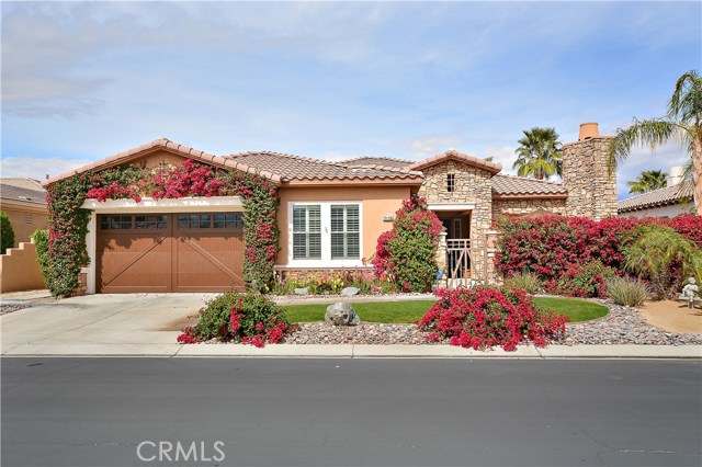 74156 Via Pellestrina Palm Desert, California Single story 4 bedroom, 3.5 bath home with office..Located within a gated community..The property was professionally decorated by the current owners.. Gated courtyard with gas fireplace, casita, heated pool, spa and waterfall features in the backyard..Dual pane windows, French doors, plantation shutters, dual air conditioning, crown moldings, ceiling fans and many other custom features..Lowest HOA fees in area