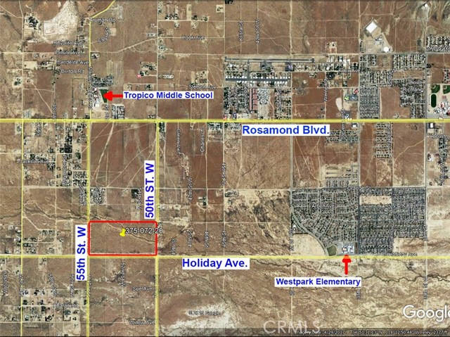 50 W to 55 Street West On Holiday Avenue, Rosamond, California 93560, ,Land,For Sale,50 W to 55 Street West On Holiday Avenue,CRSR21022661