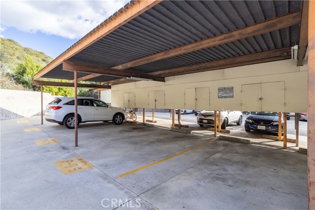 Covered parking spot with storage