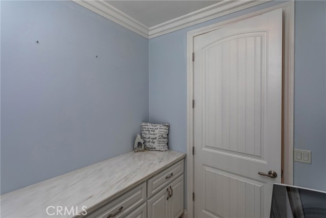 Indoor laundry counter space.