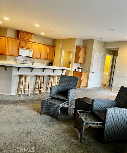 View from living room to kitchen.