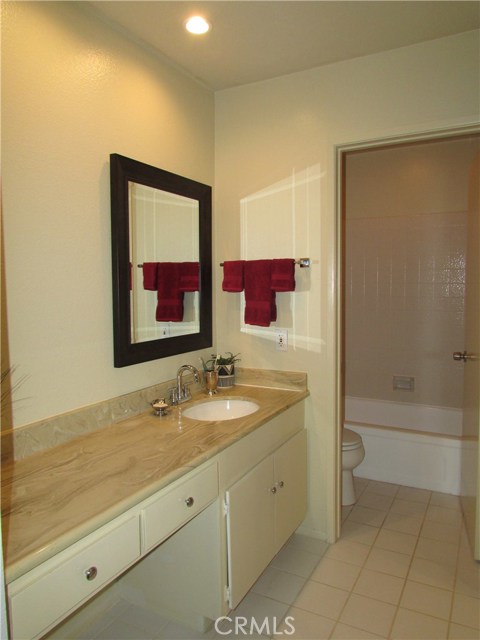 Master bath with tile floor.