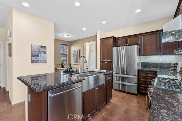 Kitchen with sink in island.