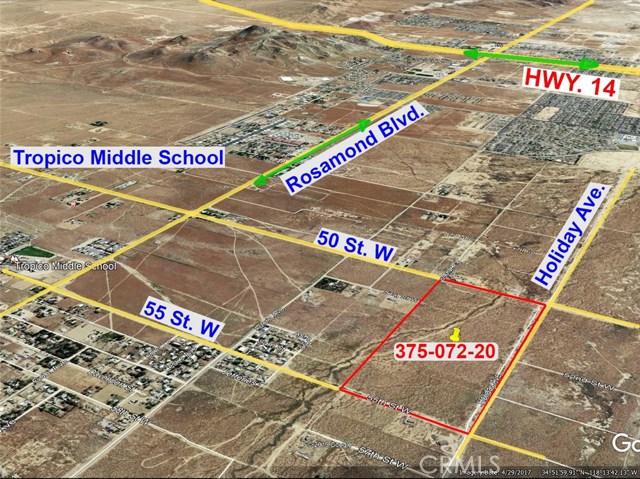 50 W to 55 Street West On Holiday Avenue, Rosamond, California 93560, ,Land,For Sale,50 W to 55 Street West On Holiday Avenue,CRSR21022661