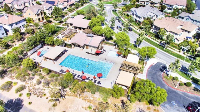 Aerial of HOA pool and clubhouse.