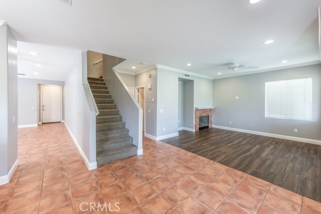 Family room with cozy fireplace