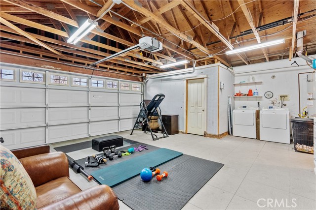 Garage with built in storage and laundry area