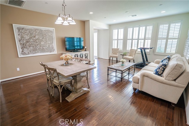 dining and living room with view