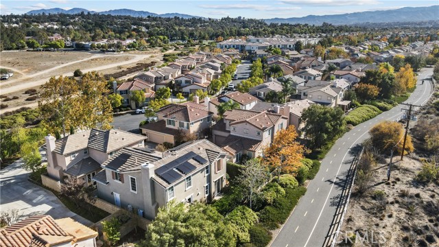 Aerial view of home in bike path.