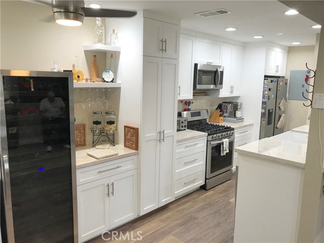 View of kitchen from dining area