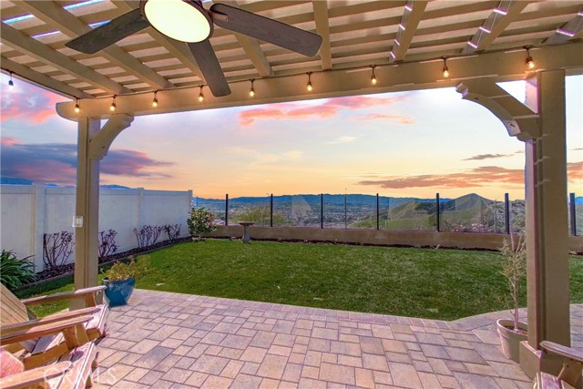 Amazing sunset views from pergola covered paved patio