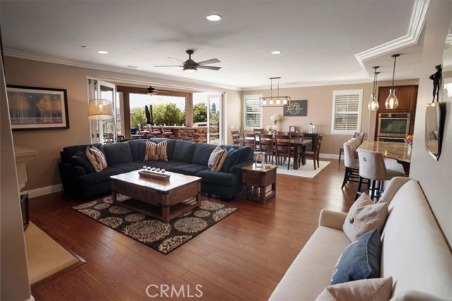 Family room with doors open