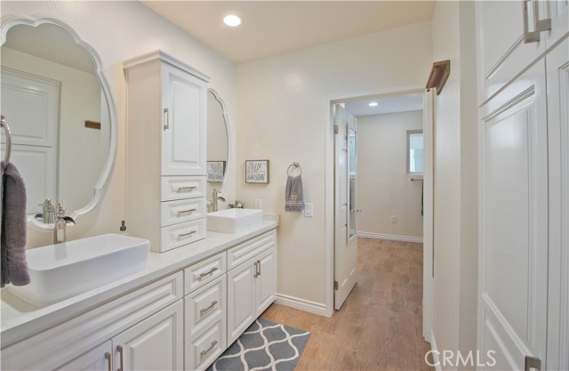 Dual sinks, heated floors, built-in wardrobe and walk-in closet.