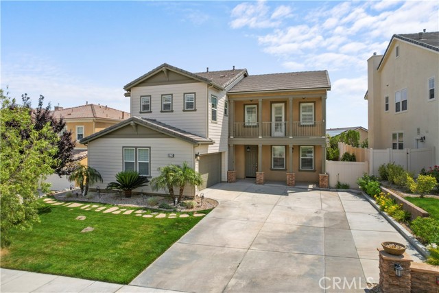 15714 Rocky Court Canyon Country, California Stetson Ranch 4+4+Loft Beauty with Solar, Nearly 3,100 SQFT of Open Living, on a Cul-De-Sac with No Mello-Roos!! You will be welcomed by soaring high ceilings, upgraded flooring throughout the living areas, neutral paint tones, wainscoting, recessed lighting, ceiling fans, and shutters. Spacious formal living and formal dining room. Huge family room with fireplace, mantel and hearth and is open to the kitchen. The eat-in center island kitchen features granite counters and backsplash, upgraded cabinetry, upgraded pendant lighting and stainless steel appliances. Powder room, and laundry room with utility sink and storage. Huge upstairs Loft can be used as a home office, gym or playroom. Ginormous primary suite with a balcony, HUGE soaking tub, dual vanities, walk-in closet, and glass enclosed walk-in shower. The HUGE 2nd bedroom has its own ensuite bathroom. The 3rd & 4th bedrooms share a Jack & Jill bathroom. The beautifully landscaped backyard highlights a covered patio, artificial turf, and firepit with seating areas. 2 Car attached garage is positioned sideways which offers an oversized driveway. The association offers an awesome playground, huge sparkling pool, sport court, and clubhouse. Don’t Miss Your Opportunity to Make This Your Next Home!!!