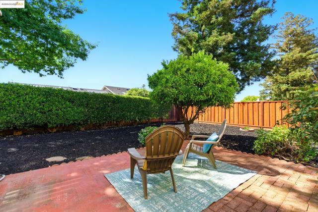 Fenced backyard featuring a patio