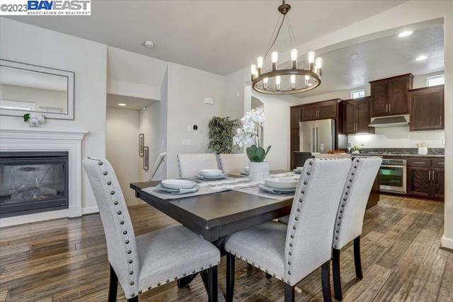 Dining area with gas fireplace