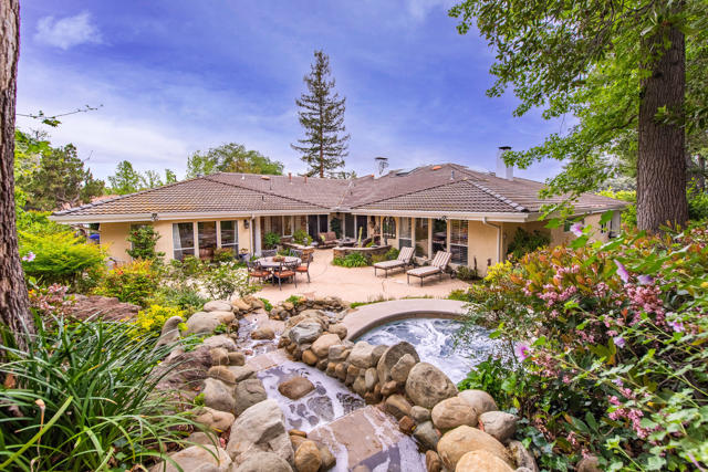 Spa/water fall looking towards house