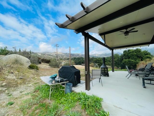 Keyes patio mountain view