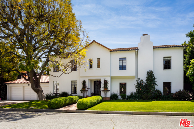 1712 AMBASSADOR Avenue Beverly Hills, California Gracious Traditional Estate situated on a private cul-de-sac just North of Sunset Blvd in prime Beverly Hills. This apx. 4,842 sq.ft. home features 5 bedrooms and 5.5 bathrooms. The interior of the home is light and bright with high ceilings, spacious living spaces, and sweeping rooms on the main floor that offer great space for entertaining. The main level is complete with formal living room, formal dining room, family room, gym, maid's room, and chef's kitchen with breakfast room. The second level offers 4 bedrooms and 3 bathrooms, which includes the large master suite with terrace overlooking the gorgeous grounds. Coveted California living at its best, the beautiful backyard is totally flat and completely private with tall surrounding Eugenia trees, large grass area, and pool. Attached three-car garage and driveway parking.