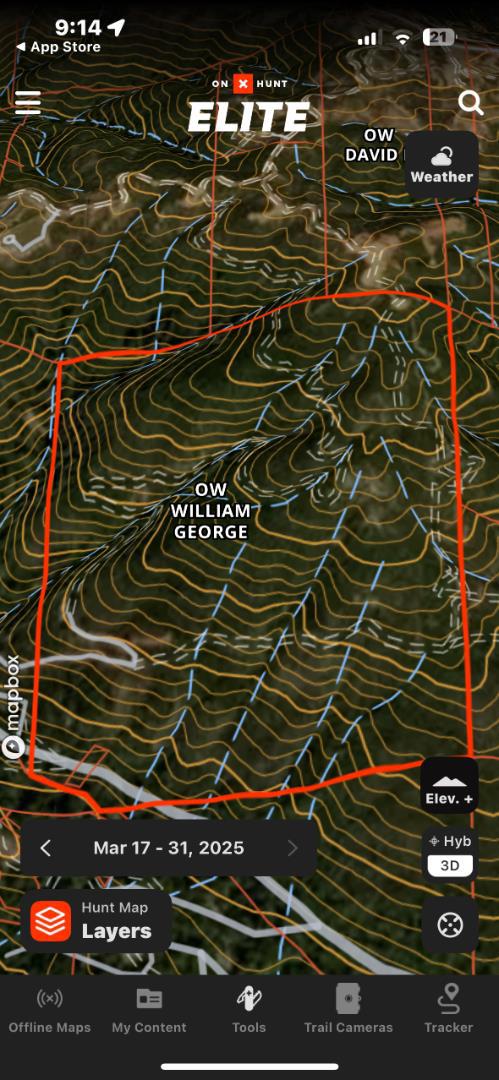 OnX Terrain map.