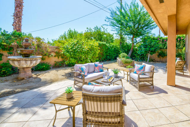 Rear Yard with Beautiful Tiered Fountain