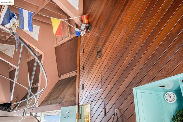 Stairway with wood walls