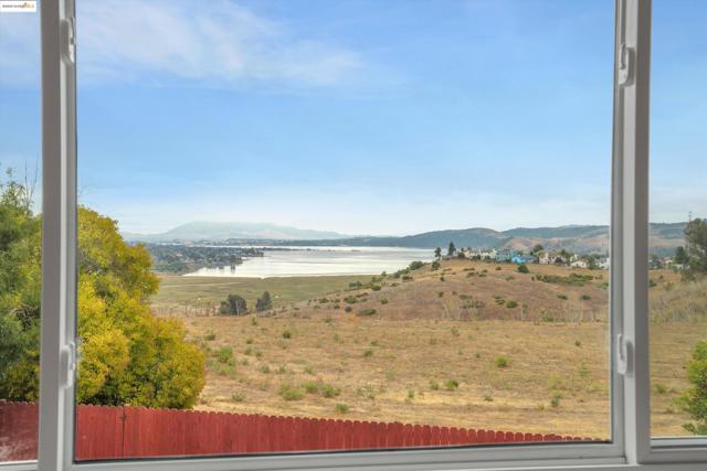 View of mountain background with a large body of water